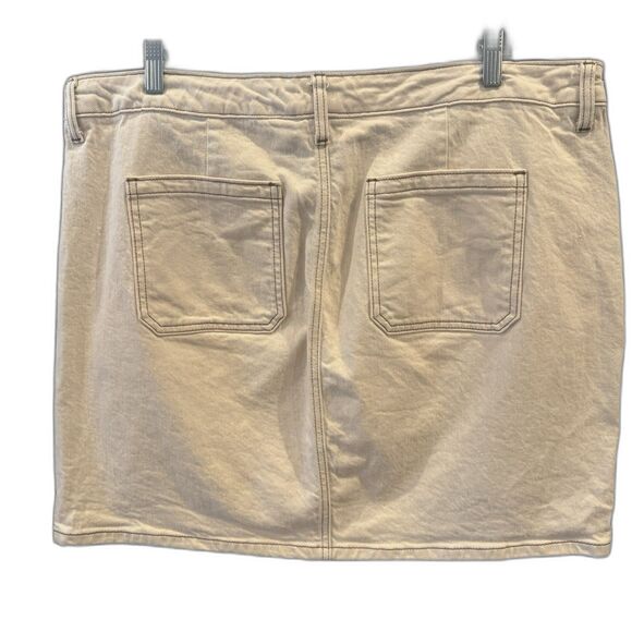 Torrid Womens Mini Denim Skirt Button Fly Beige Boho Y2K Preppy  Size 18 - Picture 2 of 8
